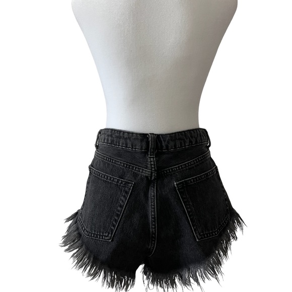 Topshop Moto Kiri High Waist Frayed Hem Denim Shorts Size 6 US /10 UK/38 EU - Picture 4 of 5